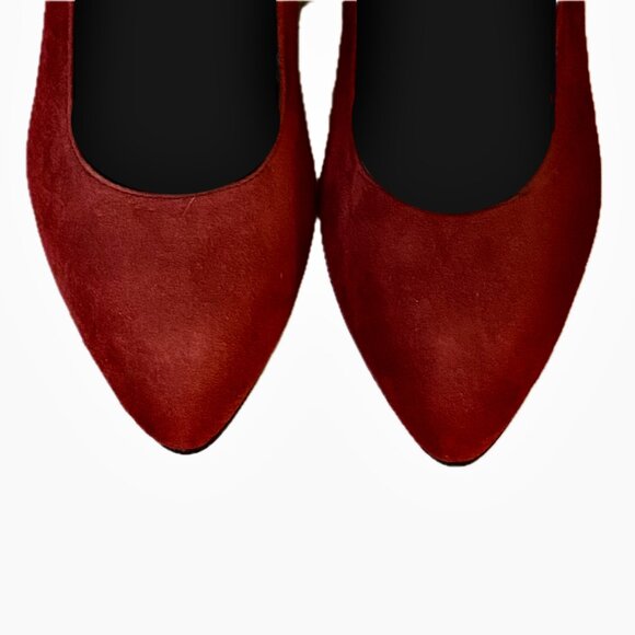 Tod's Burgundy Red Suede Wedge Heels Almond Toe Size 39 NWOB - Picture 3 of 8